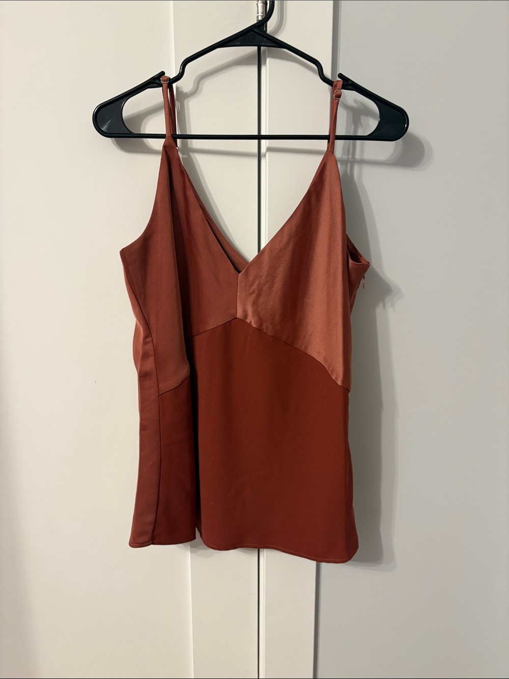 DKNY Two-Tone Rust V-Neck Satin Cami